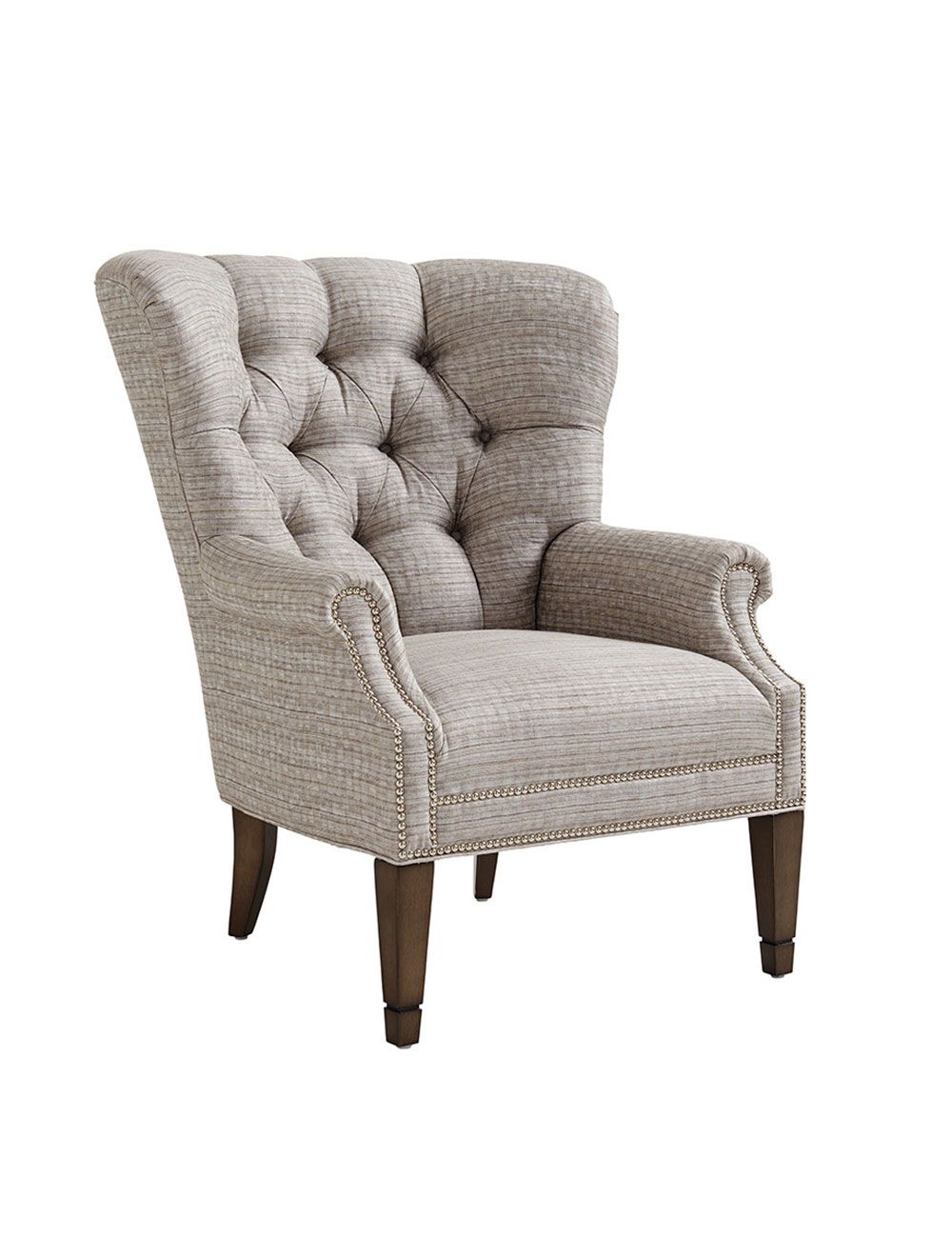Wilton Wing Chair - Metallic Silver - Nailhead | Lexington 7612-11