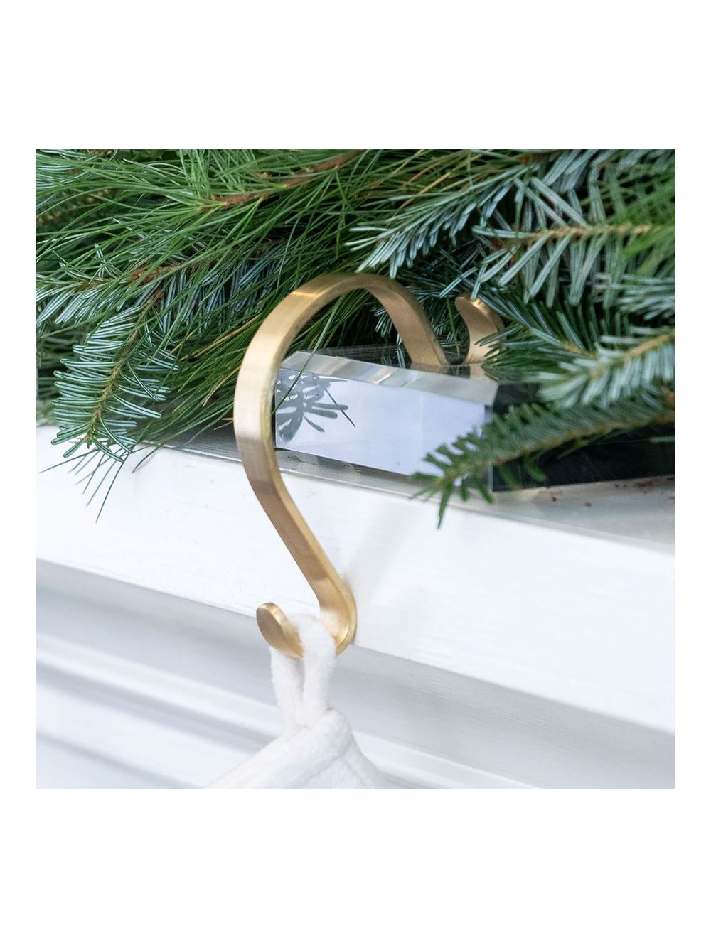 Acrylic Stocking Holder with Brass Hook Fig and Dove Holidays