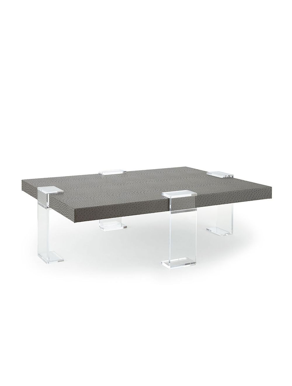 Dexter Coffee Table Acrylic Dark Grey Ostrich Square Feathers
