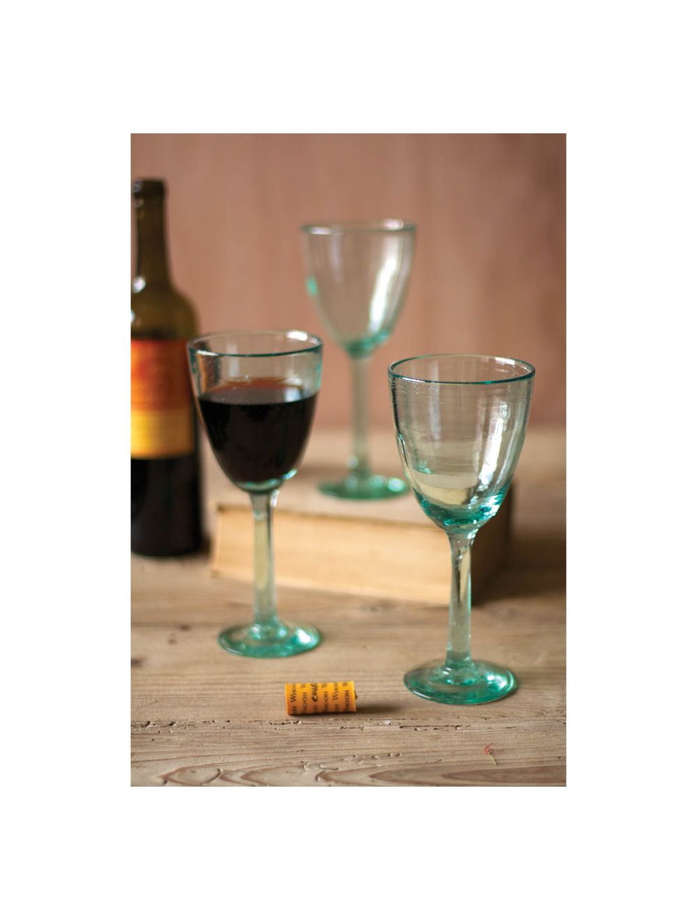 Set of Six Recycled Glass Wine Glasses