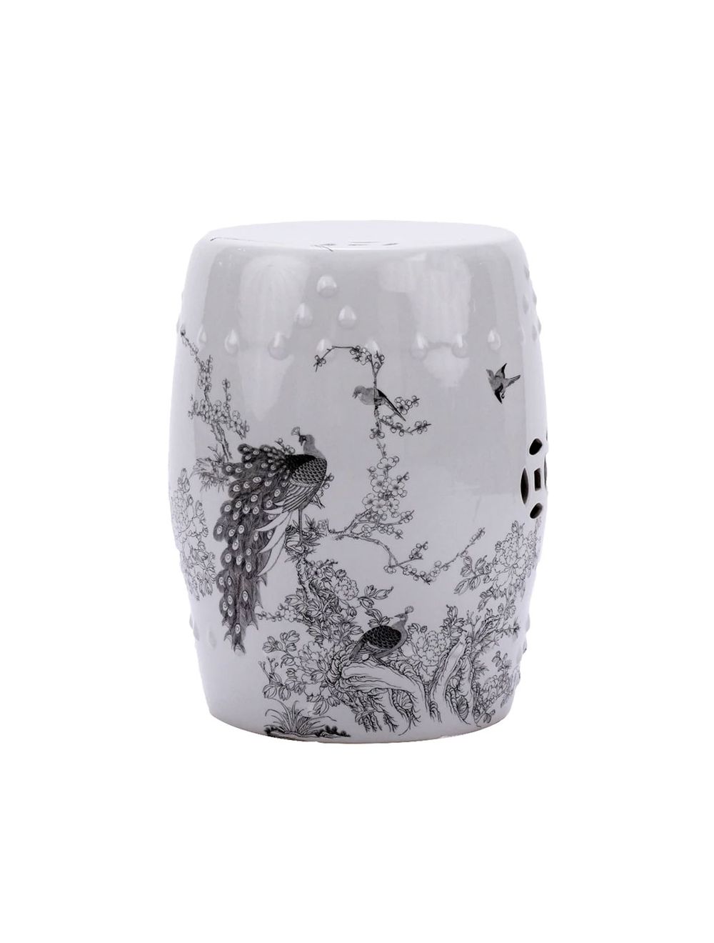 Black and white garden shop stool