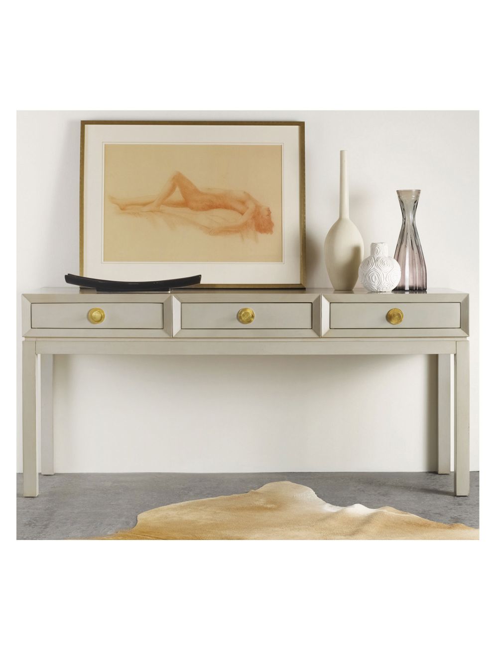 three drawer console