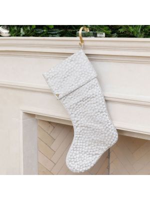 Fig & Dove Designer Silk Christmas Stocking in Gold Cream and Pewter Gray 