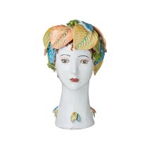 Ceramic Head Vase, Leaves Decor
