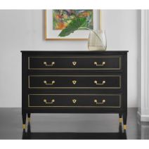 French Three Drawer Commode - Black 