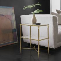 Brass Side Table With Stretcher 